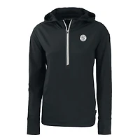 Sweat à capuche demi-zippé écologique recyclé Daybreak des Milwaukee Brewers pour femme, noir, Cutter & Buck