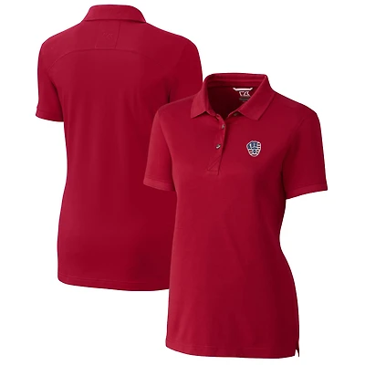 Women's Cutter & Buck Cardinal Milwaukee Brewers Americana Logo Advantage DryTec Tri-Blend Pique Polo