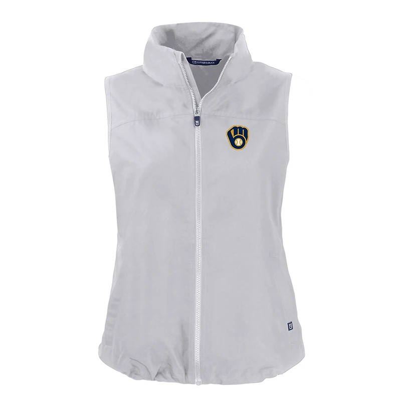 Gilet zippé entièrement recyclé Charter Eco pour femme, gris Cutter & Buck, des Milwaukee Brewers