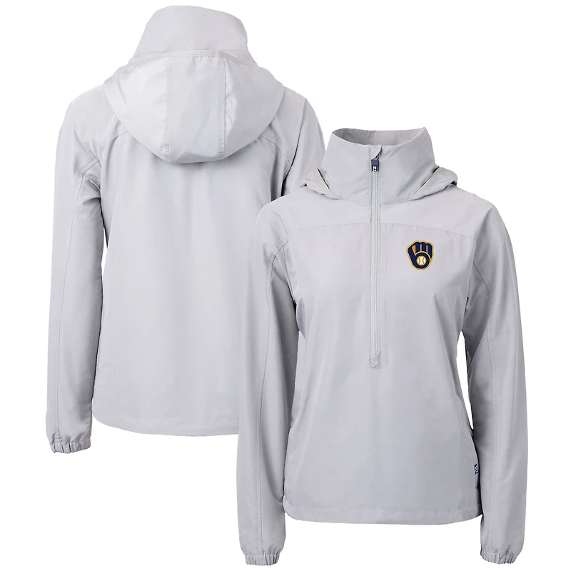 Anorak demi-zippé écologique recyclé pour femme, gris, Cutter & Buck, des Milwaukee Brewers Charter