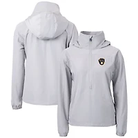 Anorak demi-zippé écologique recyclé pour femme, gris, Cutter & Buck, des Milwaukee Brewers Charter