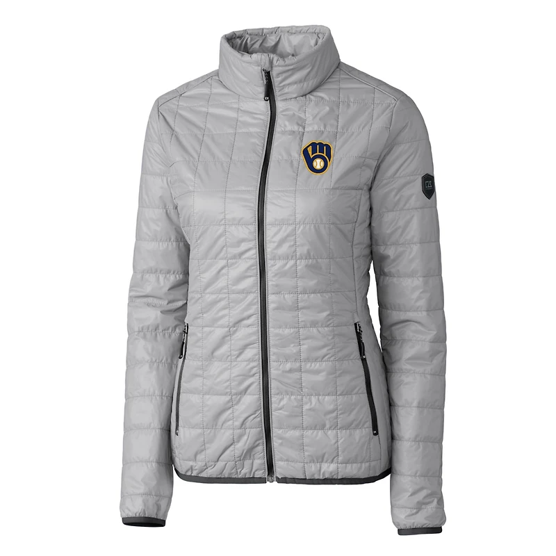 Doudoune zippée intégrale Rainier PrimaLoft Eco grise pour femme des Milwaukee Brewers Cutter & Buck