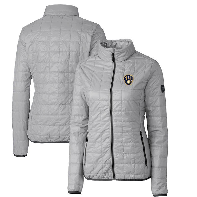 Doudoune zippée intégrale Rainier PrimaLoft Eco grise pour femme des Milwaukee Brewers Cutter & Buck