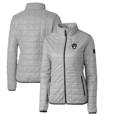 Doudoune zippée intégrale Rainier PrimaLoft Eco grise pour femme des Milwaukee Brewers Cutter & Buck