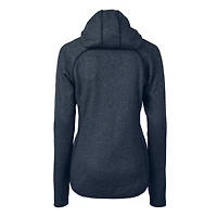 Sweat à capuche zippé en maille pour femme Cutter & Buck Heather Navy avec logo Americana des Milwaukee Brewers