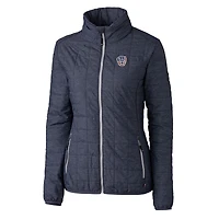 Doudoune isolante entièrement zippée PrimaLoft Eco Rainier pour femme, bleu marine chiné, avec logo Americana des Milwaukee Brewers, Cutter & Buck