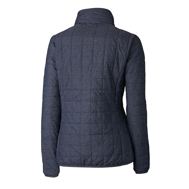 Doudoune isolante entièrement zippée PrimaLoft Eco Rainier pour femme, bleu marine chiné, avec logo Americana des Milwaukee Brewers, Cutter & Buck