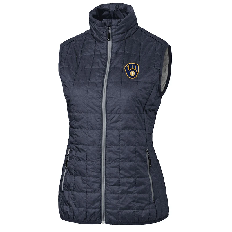 Gilet matelassé entièrement zippé PrimaLoft Eco Rainier des Milwaukee Brewers pour femme Cutter & Buck Heather Navy