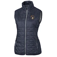 Gilet matelassé entièrement zippé PrimaLoft Eco Rainier des Milwaukee Brewers pour femme Cutter & Buck Heather Navy