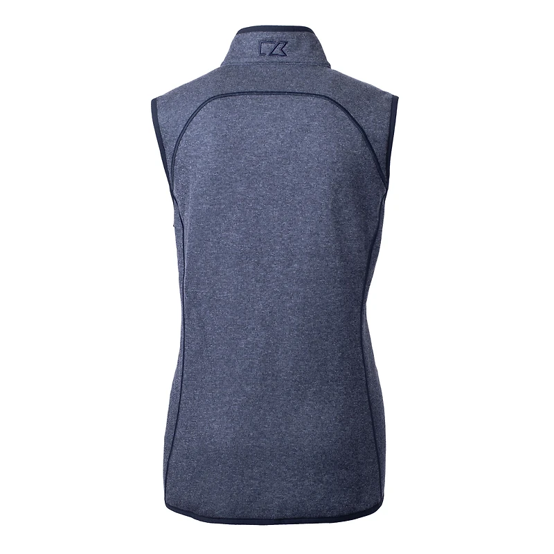 Gilet en tricot zippé pour femme Cutter & Buck bleu marine chiné des Milwaukee Brewers Mainsail