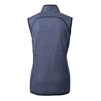 Gilet en tricot zippé pour femme Cutter & Buck bleu marine chiné des Milwaukee Brewers Mainsail