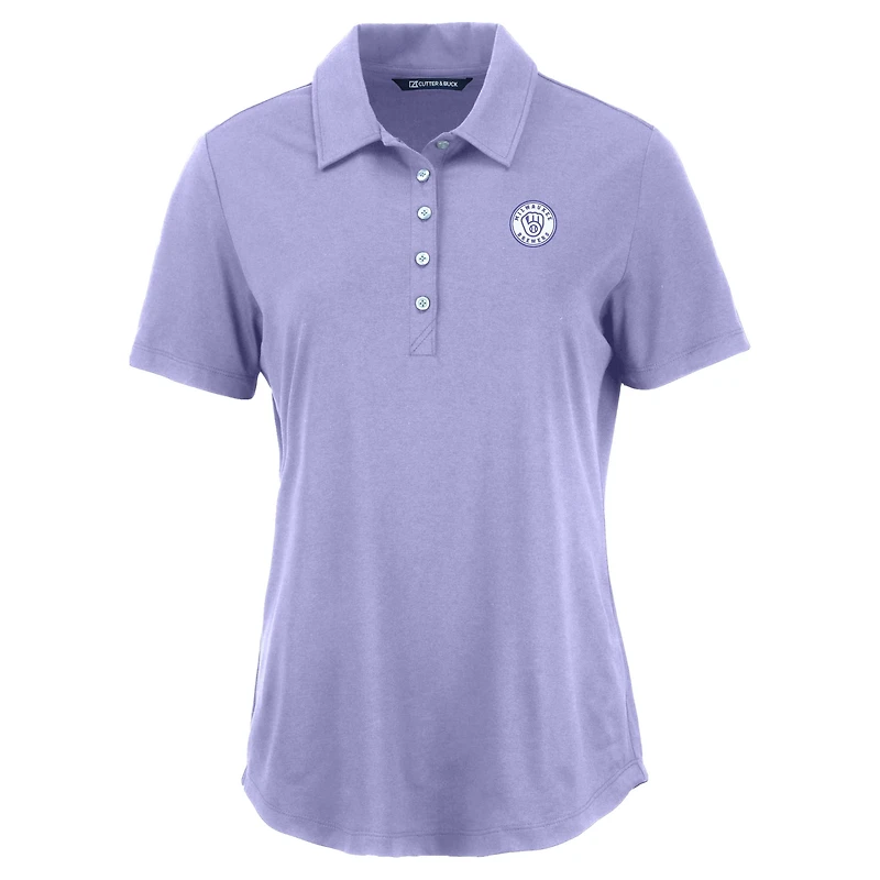 Women's Cutter & Buck Lavender Milwaukee Brewers Coastline Epic Comfort Eco Recycled Polo