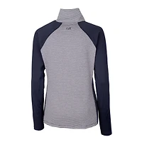 Women's Cutter & Buck Navy Milwaukee Brewers Americana Logo Forge Tonal Stripe Stretch Half-Zip Pullover Top