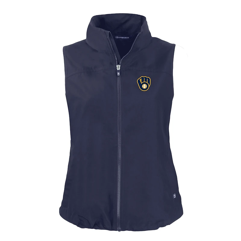 Gilet zippé entièrement recyclé pour femme Cutter & Buck Navy Milwaukee Brewers Charter Eco
