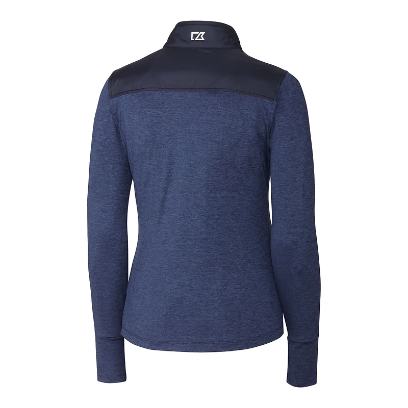 Women's Cutter & Buck Navy Milwaukee Brewers DryTec Stealth Hybrid Quilted Full-Zip Windbreaker Jacket