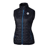 Gilet matelassé isolant entièrement zippé PrimaLoft Eco pour femme Cutter & Buck bleu marine des Milwaukee Brewers Rainier