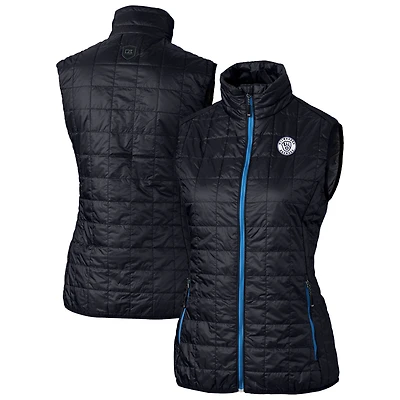 Gilet matelassé isolant entièrement zippé PrimaLoft Eco pour femme Cutter & Buck bleu marine des Milwaukee Brewers Rainier