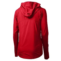 Sweat à capuche hybride recyclé entièrement zippé en tricot écologique Adapt pour femme Cutter & Buck Red Milwaukee Brewers Americana Logo