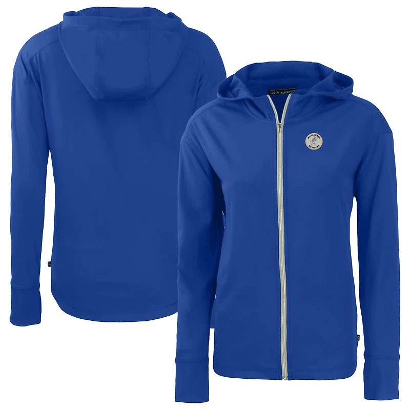 Veste à capuche zippée intégrale en tissu recyclé Daybreak pour femme, collection Cooperstown des Milwaukee Brewers, Cutter & Buck Royal