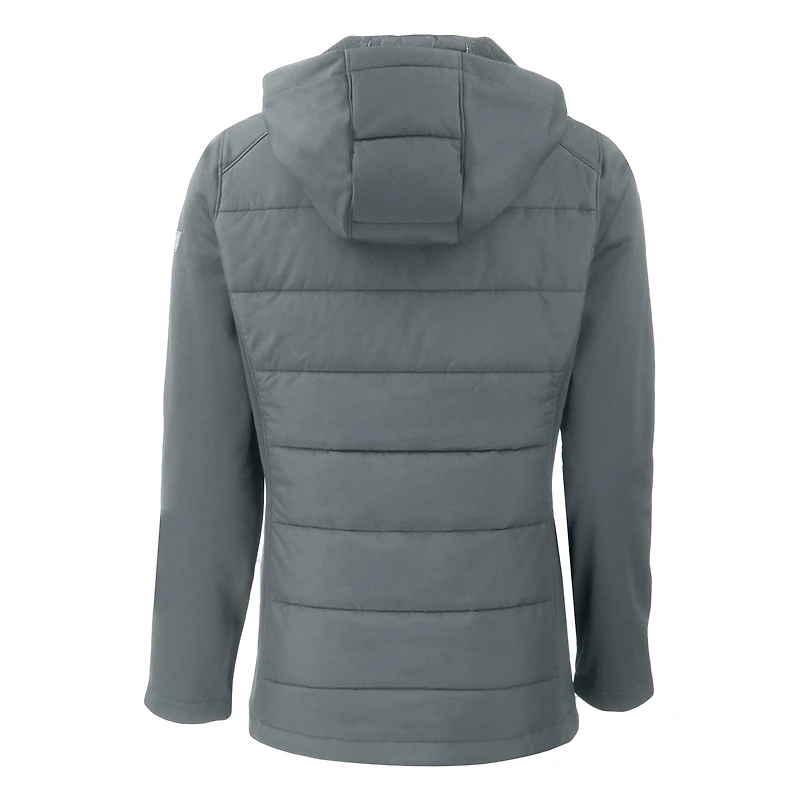 Veste à capuche entièrement zippée en softshell recyclée Cutter & Buck Steel Milwaukee Brewers Evoke Hybrid Eco pour femme