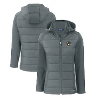 Veste à capuche entièrement zippée en softshell recyclée Cutter & Buck Steel Milwaukee Brewers Evoke Hybrid Eco pour femme