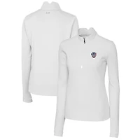 Pull-over blanc à fermeture éclair quart de tour pour femme Cutter & Buck avec logo Americana des Milwaukee Brewers DryTec Traverse Stretch