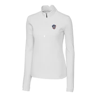 Pull-over blanc à fermeture éclair quart de tour pour femme Cutter & Buck avec logo Americana des Milwaukee Brewers DryTec Traverse Stretch