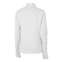 Pull-over blanc à fermeture éclair quart de tour pour femme Cutter & Buck avec logo Americana des Milwaukee Brewers DryTec Traverse Stretch