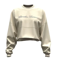 T-shirt court à manches longues Fanatics beige clair pour femme, motif floral Milwaukee Brewers Spirit