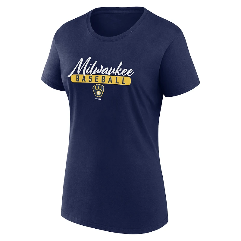 Women's Fanatics Navy/Gray Milwaukee Brewers Fan T-Shirt Combo Set