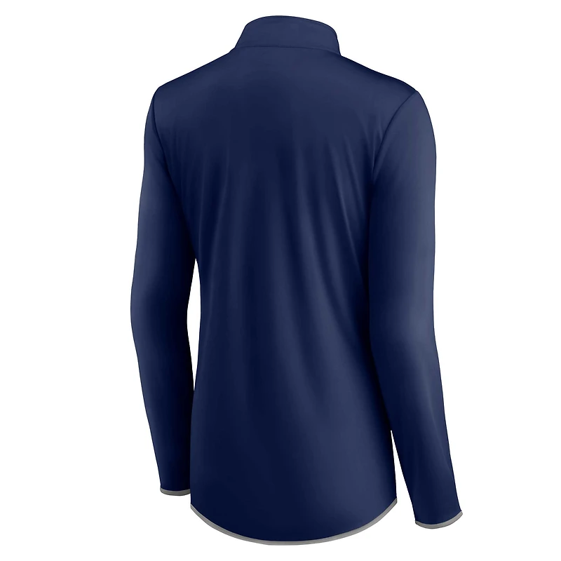 Women's Fanatics Navy Milwaukee Brewers Corner Quarter-Zip Top