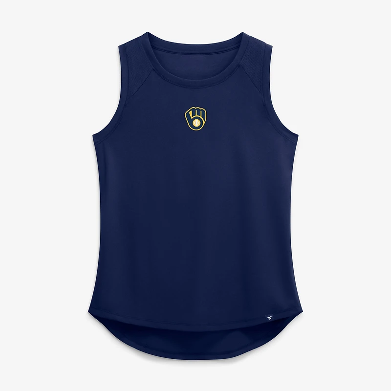 Women's Fanatics Navy Milwaukee Brewers Draped Mesh Back Performance Tank Top