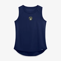 Women's Fanatics  Navy Milwaukee Brewers Draped Mesh Back Performance Tank Top