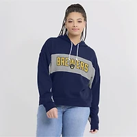 Sweat à capuche rempli de feuilles statistiques pour femmes Fanatics Navy Milwaukee Brewers