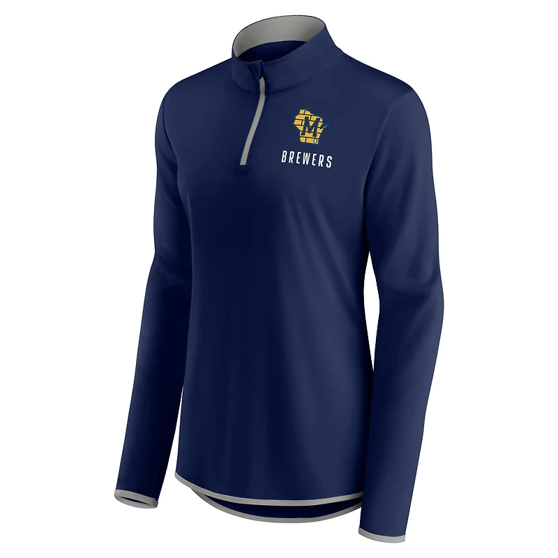 Veste à quart de zip Fanatics pour femmes, bleu marine, Milwaukee Brewers Worth The Drive