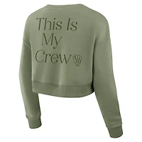 Sweat-shirt court Fanatics Olive Milwaukee Brewers Studio pour femme