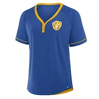 T-shirt col en V raglan Diva de la collection Cooperstown des Royal Milwaukee Brewers Fanatics pour femmes