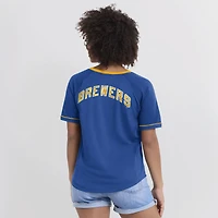 T-shirt col en V raglan Diva de la collection Cooperstown des Royal Milwaukee Brewers Fanatics pour femmes