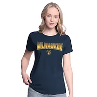 Ensemble t-shirt et sweat à capuche G-III 4Her pour femme par Carl Banks, bleu marine/gris chiné brillant, Milwaukee Brewers