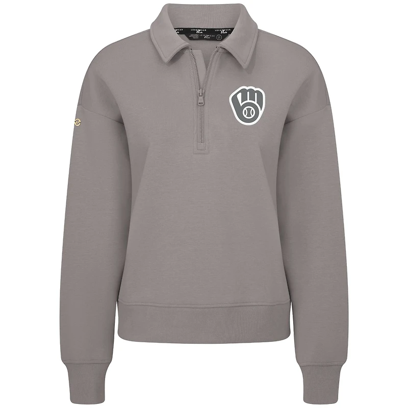 Women's Levelwear Gray Milwaukee Brewers Canmore Quarter-Zip Pullover