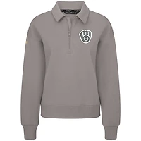 Women's Levelwear Gray Milwaukee Brewers Canmore Quarter-Zip Pullover