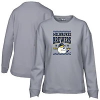 Women's Levelwear Gray Milwaukee Brewers Fiona Inaugural Pullover Sweatshirt
