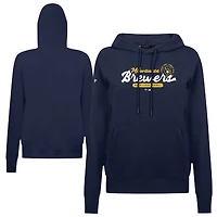 Women's Levelwear Navy Milwaukee Brewers Accolade Adorn Monument Pullover Hoodie