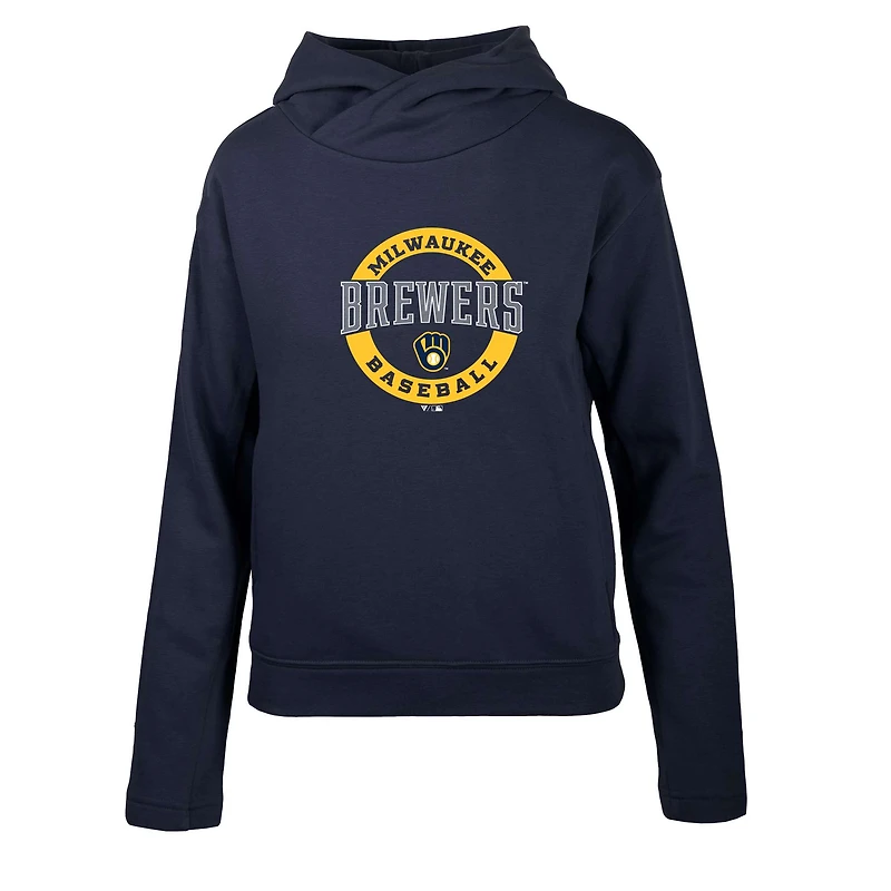 Sweat à capuche Evian bleu marine Levelwear pour femme des Milwaukee Brewers