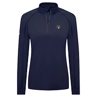 Women's Levelwear Navy Milwaukee Brewers Kinetic Insignia 2.0 Raglan Quarter-Zip Top