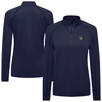 Women's Levelwear Navy Milwaukee Brewers Kinetic Insignia 2.0 Raglan Quarter-Zip Top