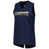 Débardeur à col en V Levelwear Milwaukee Brewers Paisley Chase pour femme, bleu marine