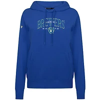 Women's Levelwear Royal Milwaukee Brewers  Adorn Throwback Spellout Pullover Hoodie