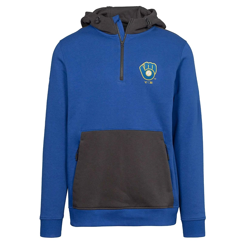 Women's Levelwear Royal Milwaukee Brewers Cooperstown Collection Chicane Core Logo Quarter-Zip Pullover Hoodie