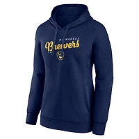 Sweat à capuche col en V et logo Triumphant des Milwaukee Brewers pour femme, bleu marine, style athlétique